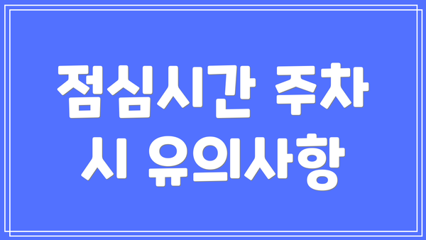 점심시간 주차 시 유의사항