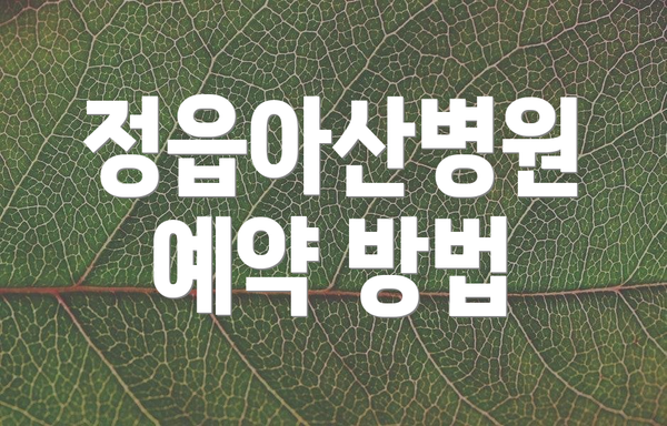 정읍아산병원 예약 방법