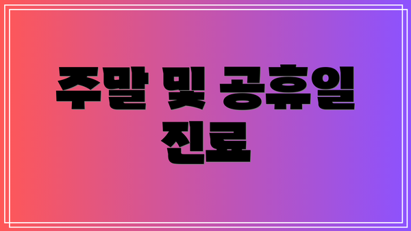 주말 및 공휴일 진료