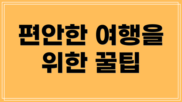 편안한 여행을 위한 꿀팁