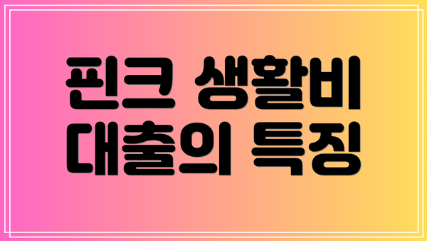 핀크 생활비 대출의 특징