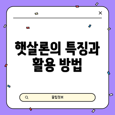 햇살론의 특징과 활용 방법
